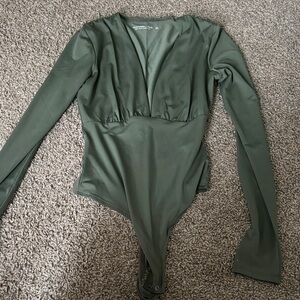 Elegant Olive Green Long Sleeve Top